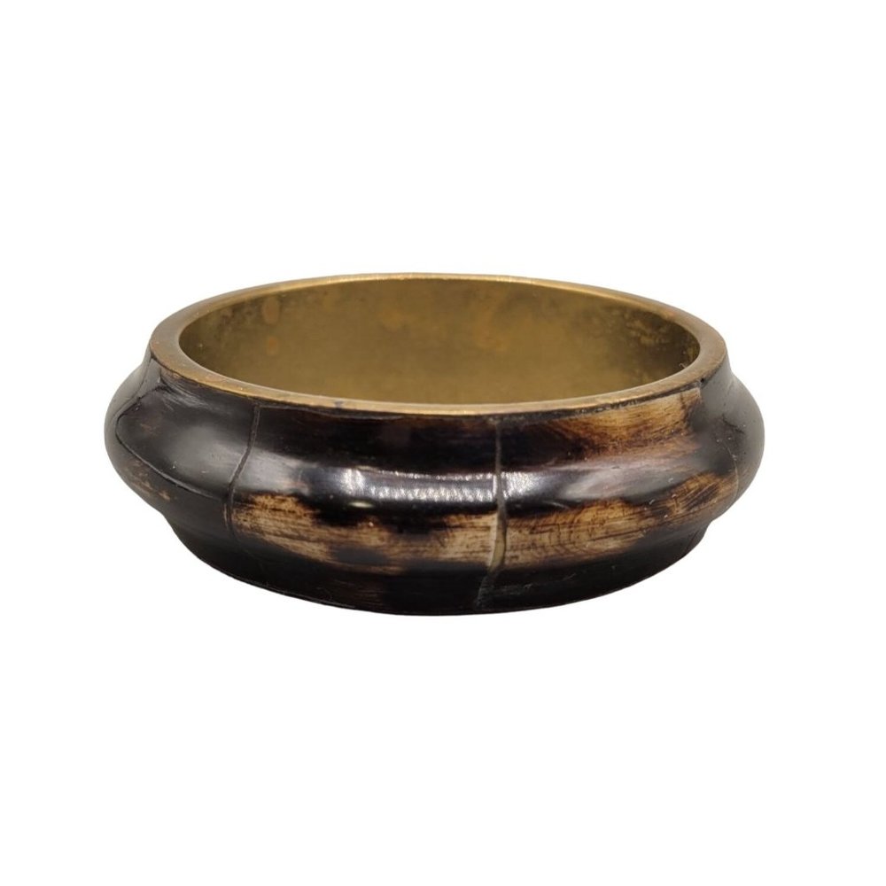 Boho Bohemian Wood Brass Bangle Bracelet